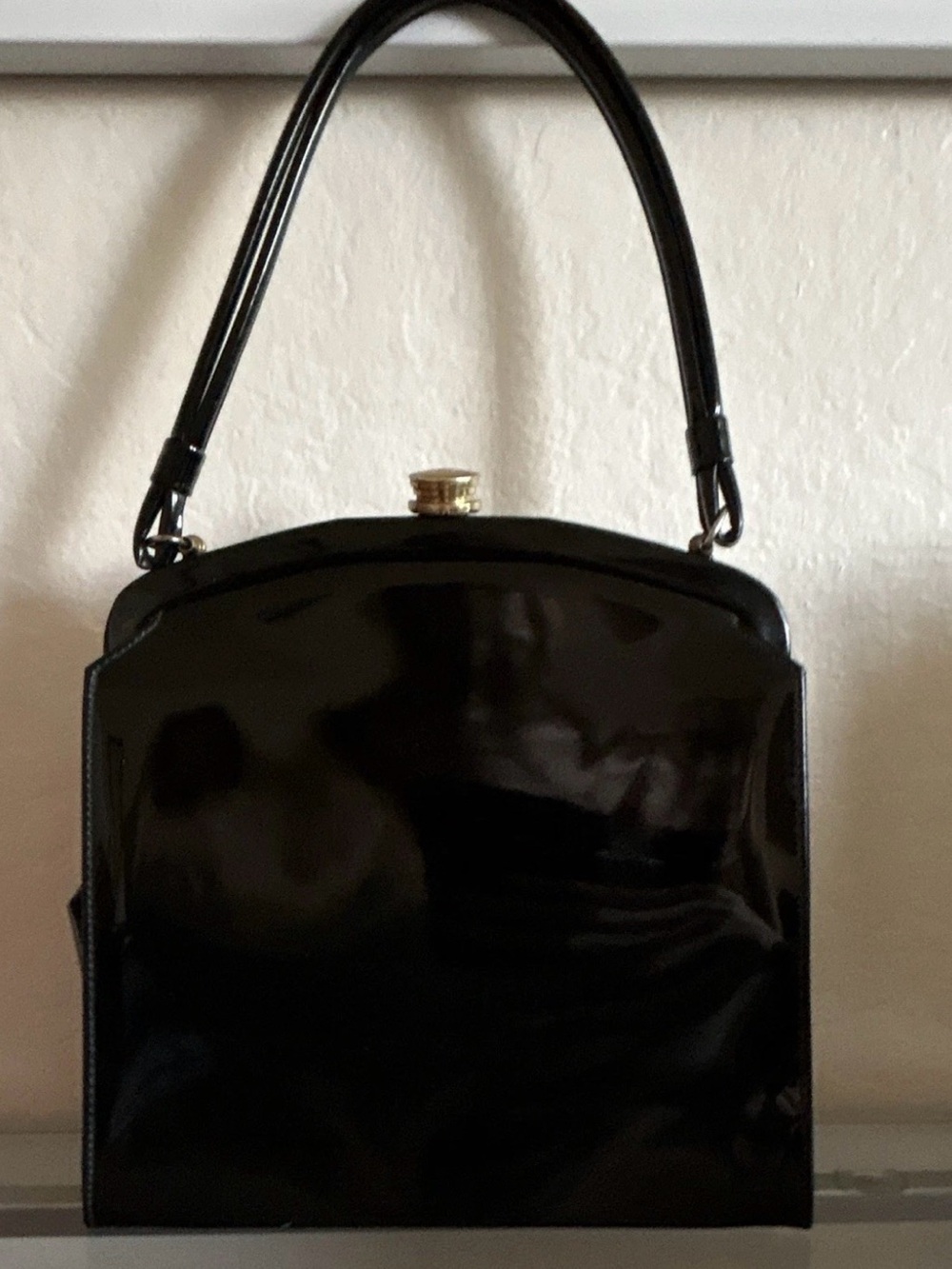 Vintage Theodor California Classic Black Patent Top-Handle Bag